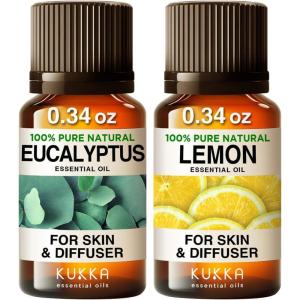 imageEucalyptus Essential Oil for Diffuser ampamp Lemon Essential Oil for Diffuser Set  100 Natural Aromatherapy Grade Essential Oils Set  2x034 fl oz  Kukka