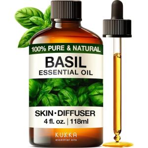 imageKUKKA essential oils 100 Pure ampamp Natural Peppermint Oil for Skin Hair Diffuser ampamp Soap Making DIY4 Fl Oz118 mlBasil
