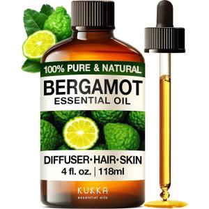 imageKUKKA essential oils 100 Pure ampamp Natural Peppermint Oil for Skin Hair Diffuser ampamp Soap Making DIY4 Fl Oz118 mlBergamot