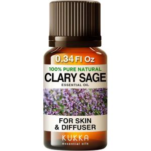 imageKukka Clary Sage Essential Oil for Diffuser  034 Fl Oz  100 Pure Naturalfor Skin ampamp Hair Sage Scent for AromatherapyCandles ampamp Soap Making Scent DIY