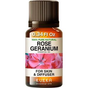 imageKukka Rose Geranium Essential Oil for Skin Diffuser  034 Fl Oz  100 Pure Natural Sweet Floral Scent for Aromatherapy ampamp Soap Making Scent DIY