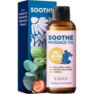 imageKukka Sore Muscle Massage Oil for Massage Therapy  34 Fl Oz  100 Pure Natural Eucalyptus ampamp Roman Chamomile Relaxing Body ampamp Face Oil for Sore Muscles Spa ampamp Yoga Light WeightSoothe