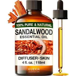 imageKukka Basil Essential Oil for Diffusers  4 Fl Oz  100 Pure Natural Basil Oil for Skin ampamp Aromatherapy Scent Massage Candles ampamp Soaps Making ScentSandalwood