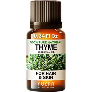 imageKukka Thyme Essential Oil for Hair Growth  Therapeutic Grade Thyme Oil for Skin  Thyme Essential Oil Organic for Snoring ampamp Diffuser 10ml
